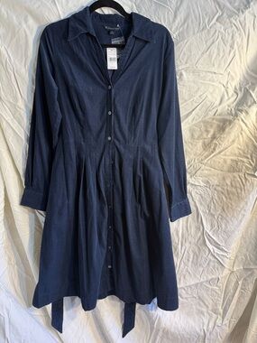 Brooks Brothers Navy Chambray Shirt Dress corduroy